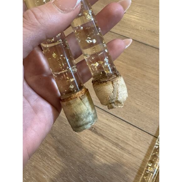 Vintage (5) Lucite 12” MCM Lucite Display Candles Clear With Gold Flecks 1960s - Picture 10 of 16